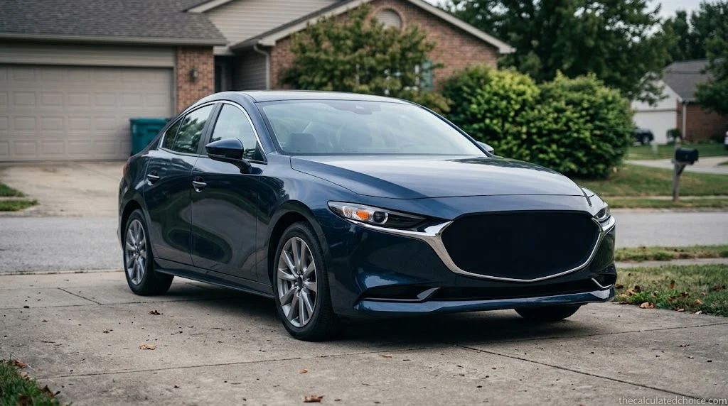 Sedan parked in a driveway after a short trip, showing how long to drive to charge a car battery matters for short-trip drivers