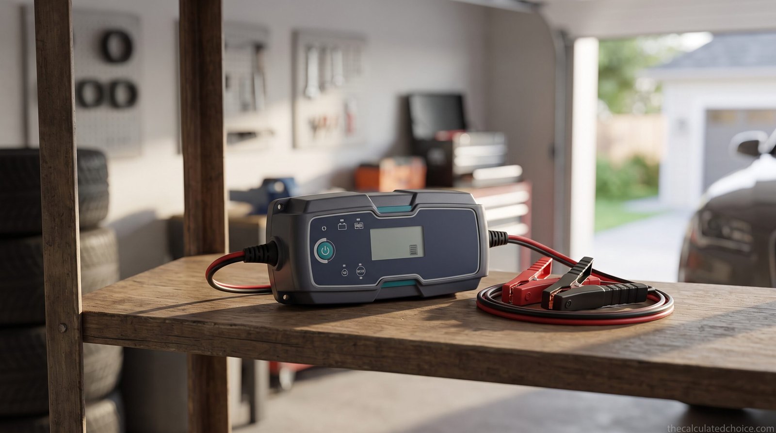 How to choose a car battery charger: smart charger connected to a 12V car battery